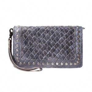 NEW NEVER MIND women's organzier crossbody bag in antiqued blue